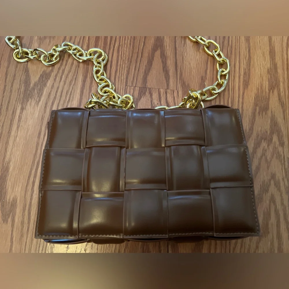 Miss Lola Brown Bag with Gold Chain - Picture 2 of 4